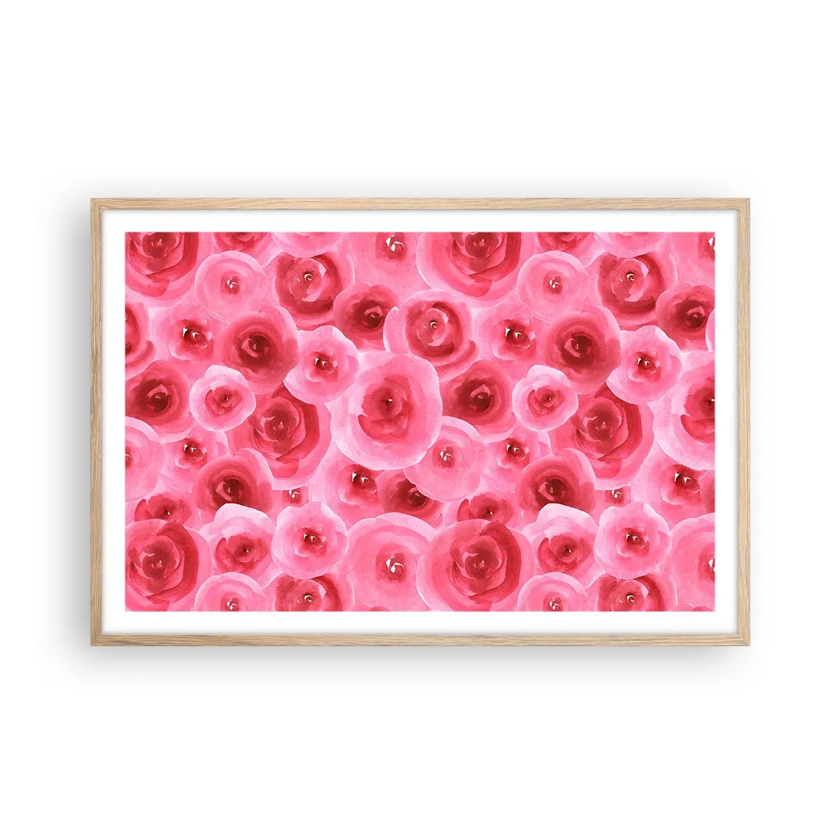 Poster in cornice rovere chiaro - Rose in alto e in basso - 91x61 cm