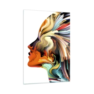 Quadro su vetro - Un'esplosione di colori a forma di sagoma umana - 50x70cm - Esplosione di fantasia - Decorazione murale moderna per soggiorno e camera da letto ARTTOR