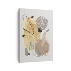 Quadro su tela - Stampe su Tela - Una composizione di forme astratte nei toni del beige e del giallo. - 70x100cm - Schizzologia applicata - Decorazione murale moderna per soggiorno e camera da letto ARTTOR