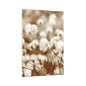 Quadro su vetro - Un campo di delicate piante color seppia - 80x120cm - Campo di morbidezza - Decorazione murale moderna per soggiorno e camera da letto ARTTOR