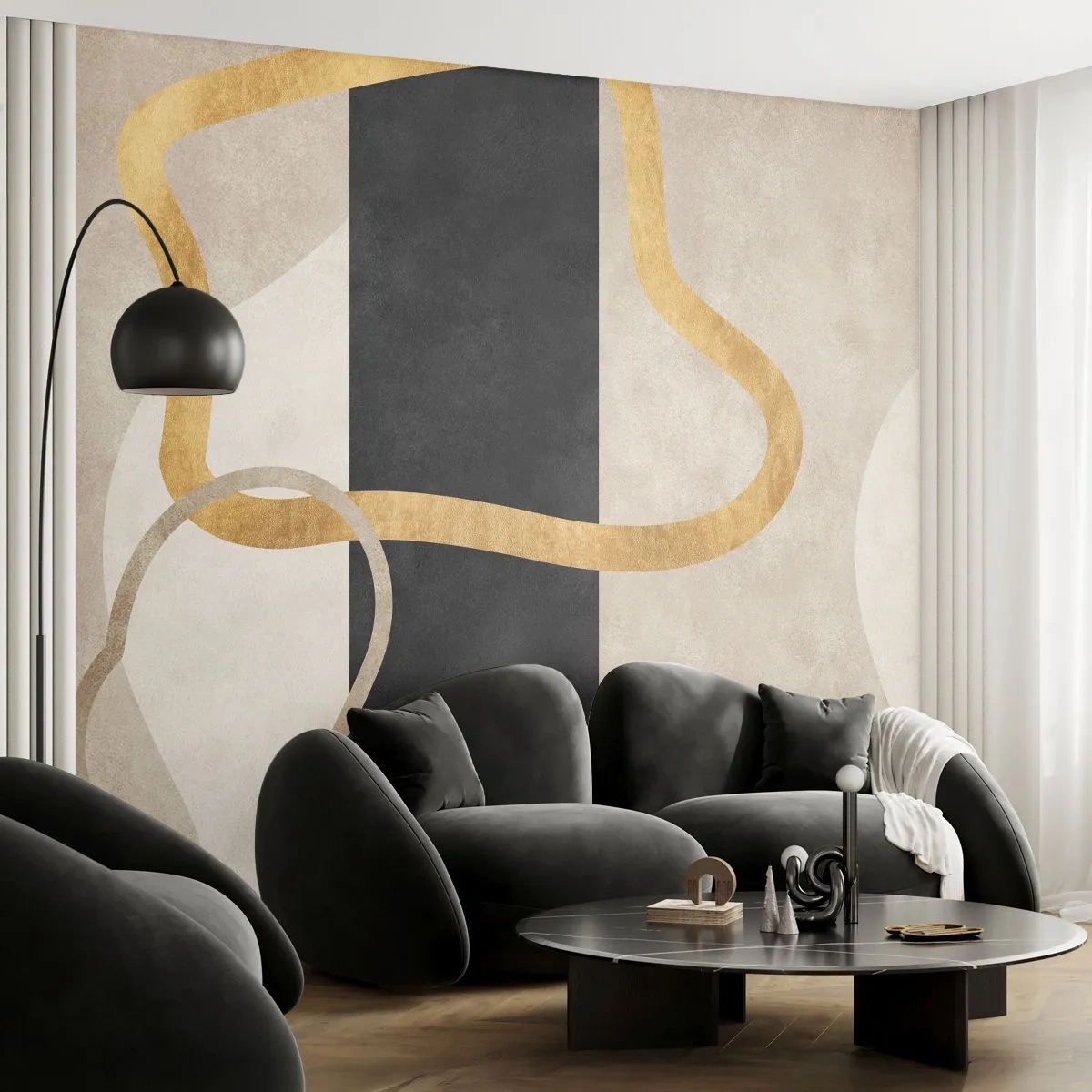 Fotomurali Premium Canvas - Forme intrecciate - Art Deco, Minimalismo, Astrattismo - 250x175 cm