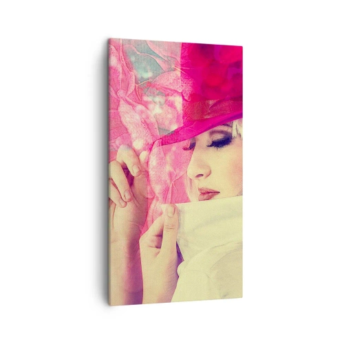 Quadro su tela - Stampe su Tela - Ritratto retro nei vapori di rosa - 45x80 cm