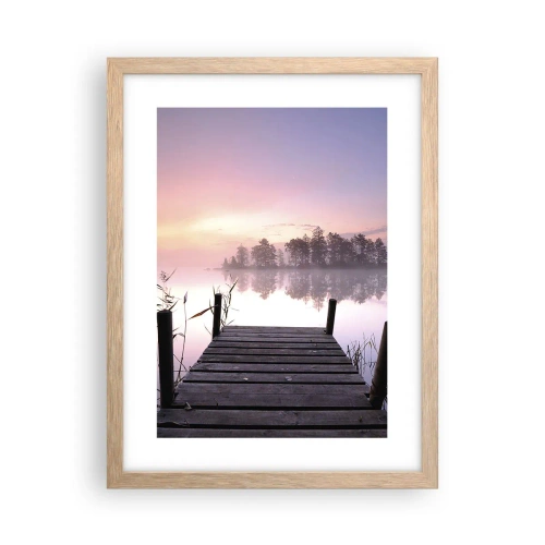 Poster in cornice rovere chiaro - Nebbia color lilla - 30x40 cm