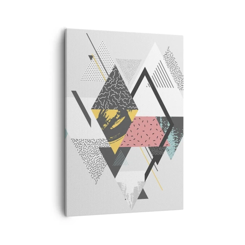 Quadro su tela - Stampe su Tela - Motivi geometrici su sfondo chiaro - 50x70cm - Variazione con triangoli e rombi - Decorazione murale moderna per soggiorno e camera da letto ARTTOR