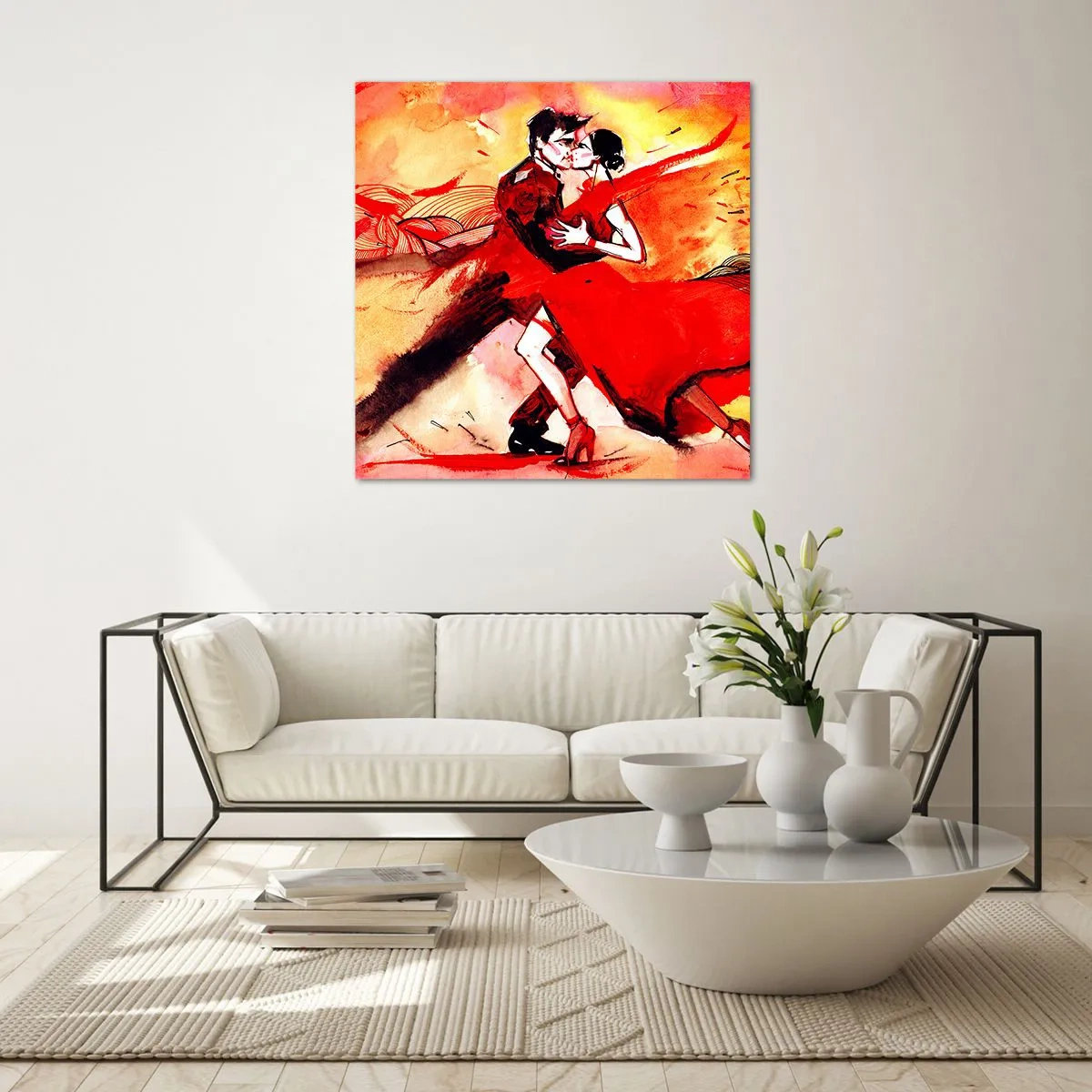 Quadro su vetro - Il ritmo porpora della passione - 50x50 cm