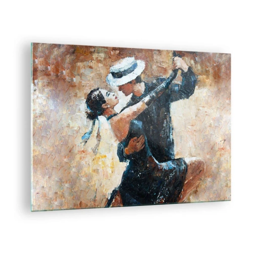 Quadro su vetro - Una coppia che balla in uno stile elegante con un tocco classico - 70x50cm - Alla Rodolfo Valentino - Decorazione murale moderna per soggiorno e camera da letto ARTTOR