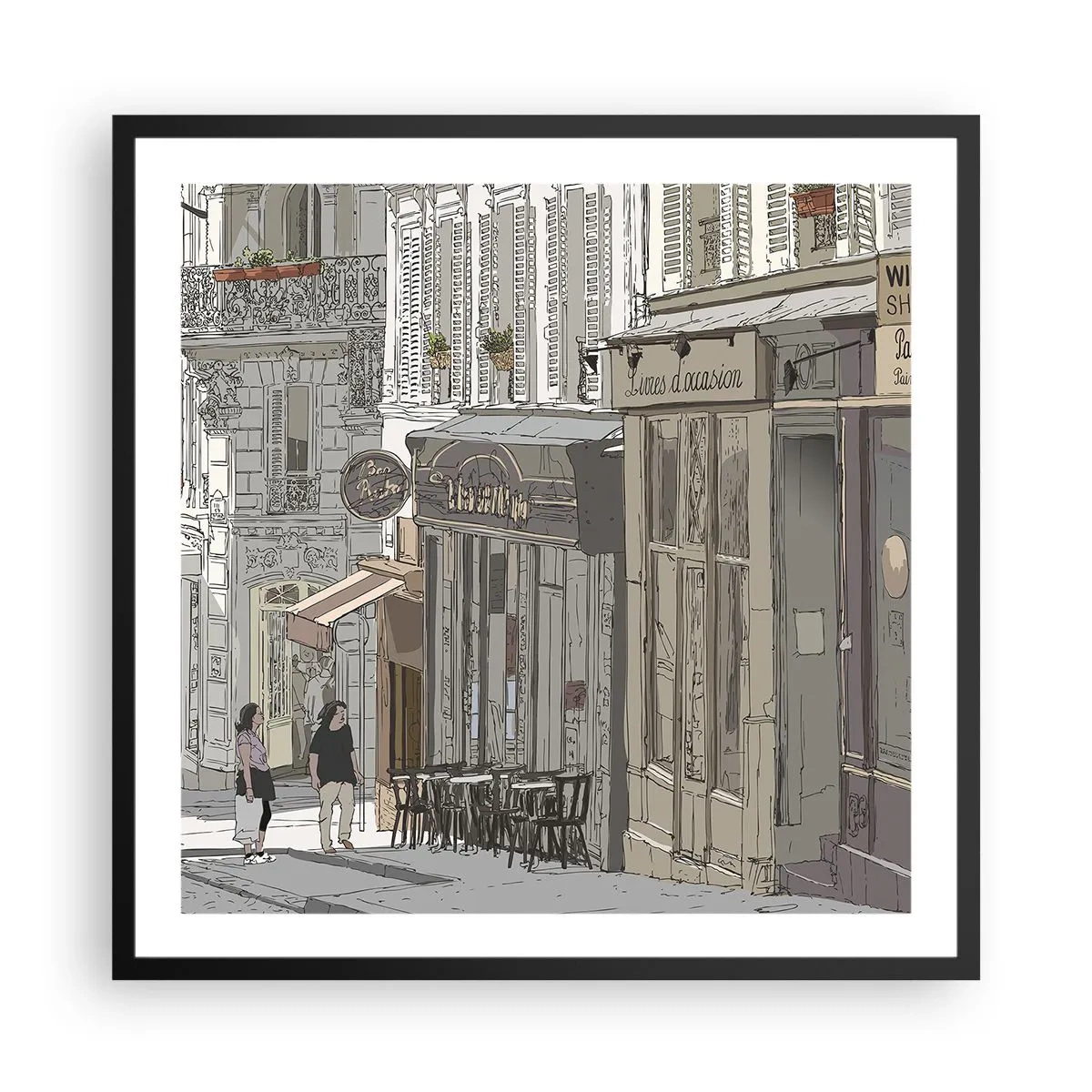 Poster in cornice nera - Gioie cittadine - 60x60 cm