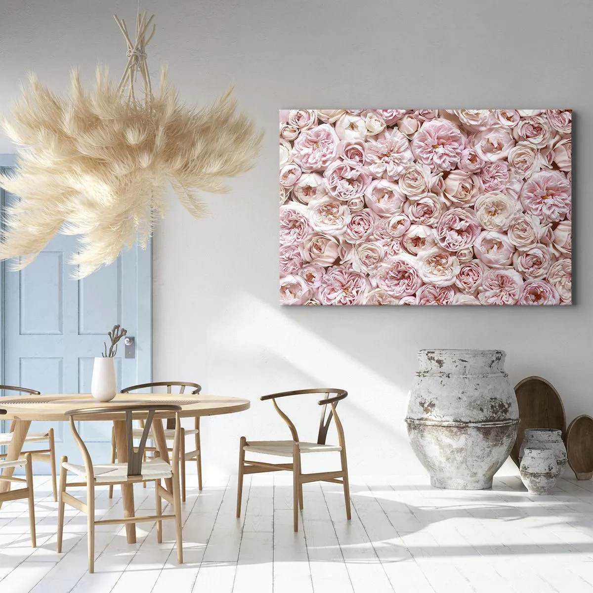 Quadro su tela - Stampe su Tela - Delicate rose in tonalità di rosa su tutta la superficie - 70x50cm - Coperto di rose - Decorazione murale moderna per soggiorno e camera da letto ARTTOR