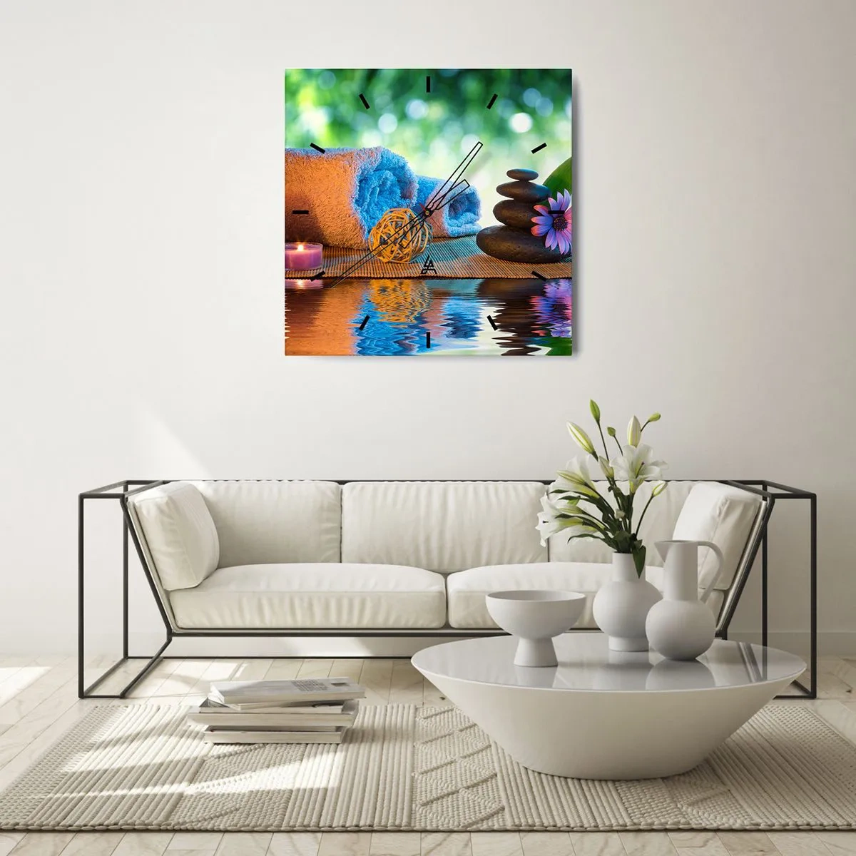 Orologio da parete - Orologio in Vetro - Tempo per il corpo - 30x30 cm