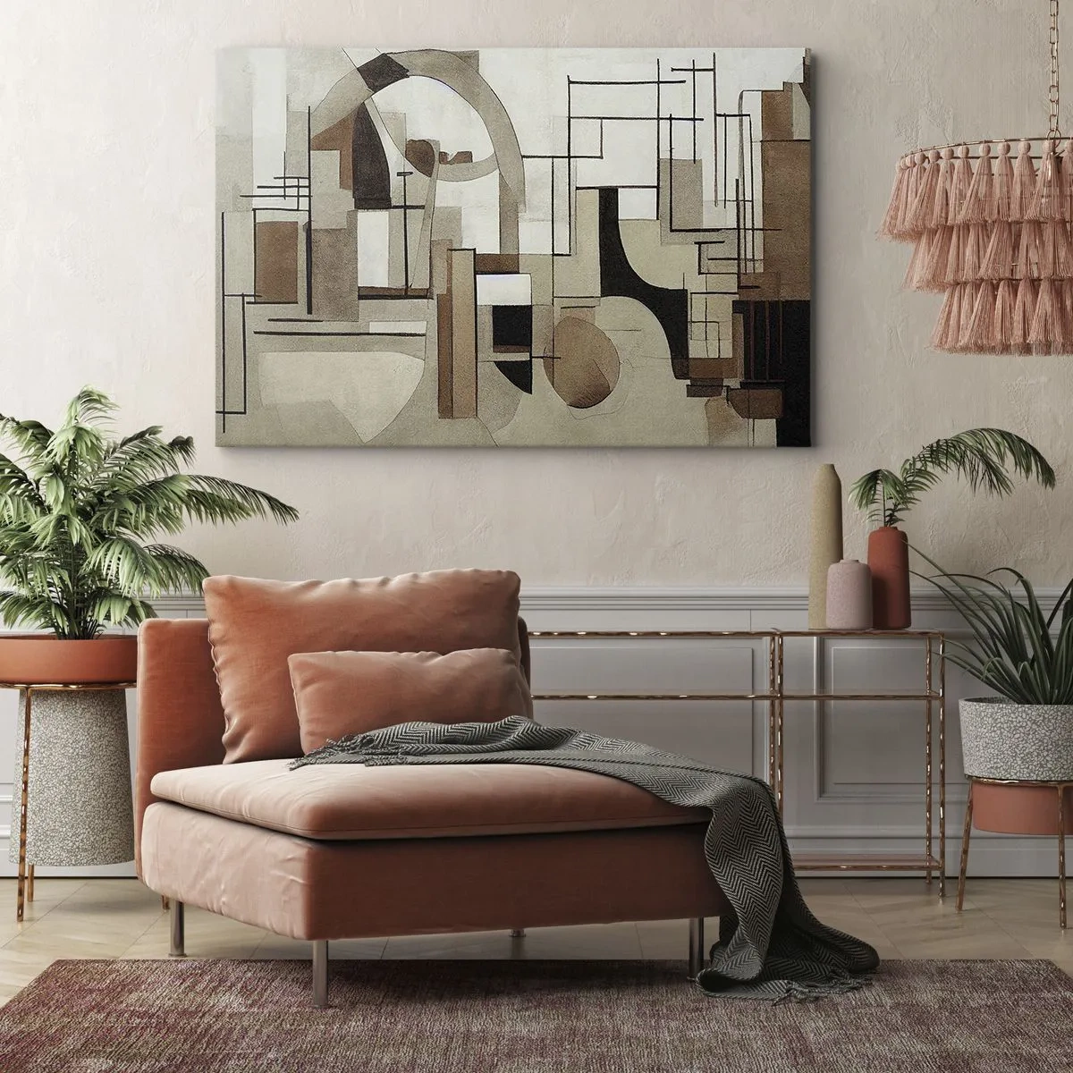 Quadro su tela - Stampe su Tela - Astrazione architettonica in beige e marrone - 120x80cm - Paesaggio urbano 2.0 - Decorazione murale moderna per soggiorno e camera da letto ARTTOR