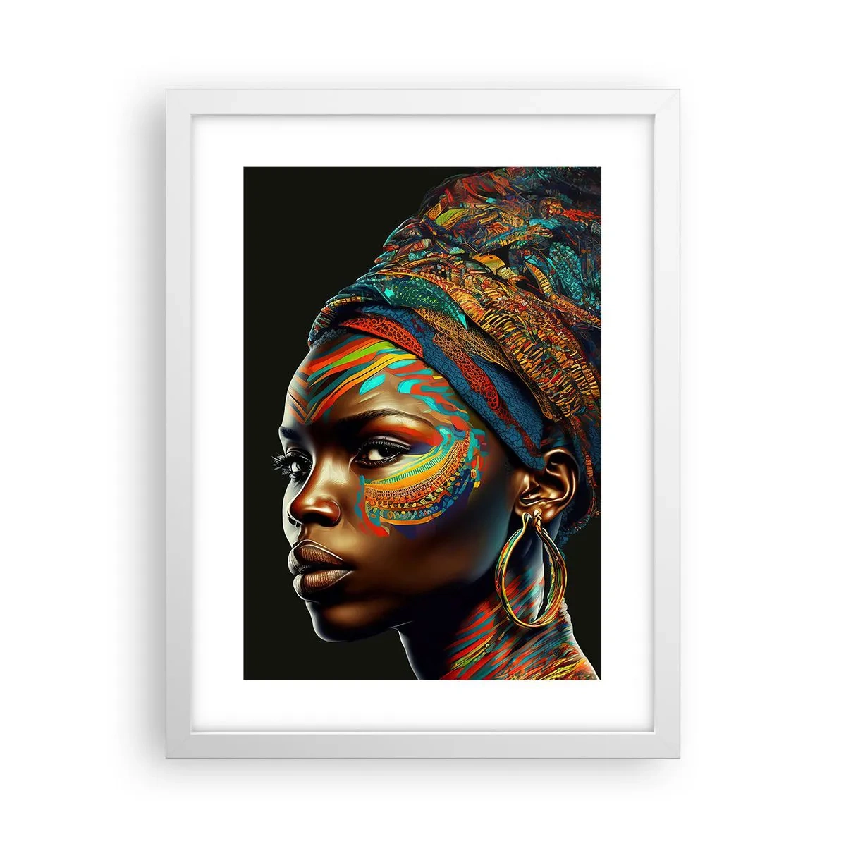 Poster in cornice bianca - Regina africana - 30x40 cm