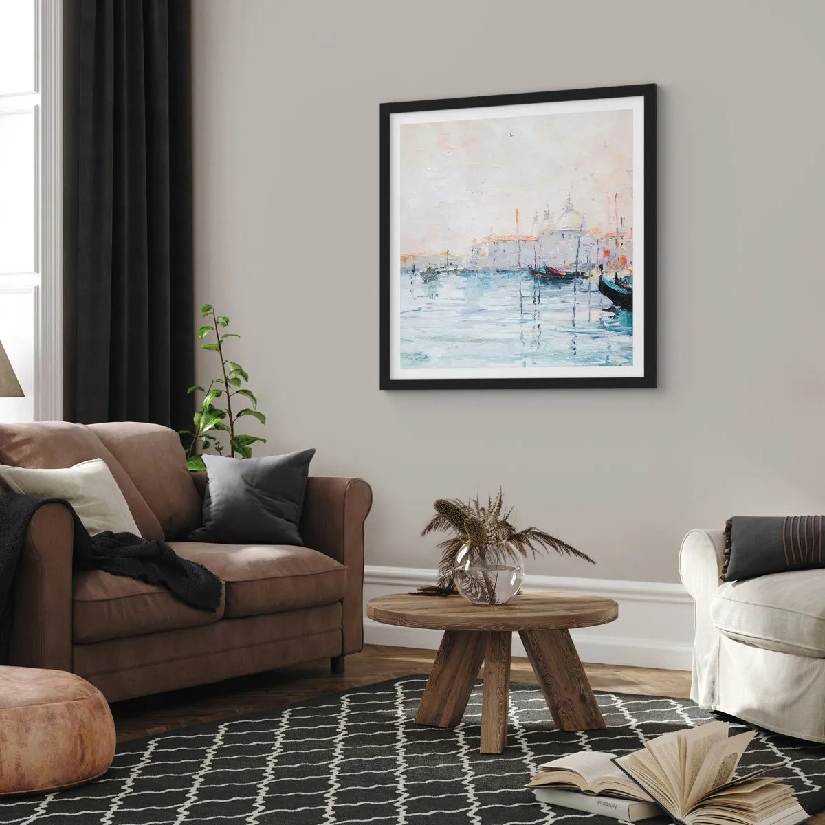 Poster in cornice nera - Dopo l'acqua, dopo la nebbia - 50x50 cm