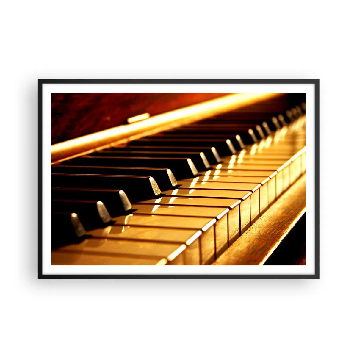 Poster in cornice nera - Tastiera di pianoforte illuminata da luce dorata - 100x70cm - Possibilità illimitate - Decorazione murale moderna per soggiorno e camera da letto ARTTOR