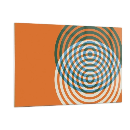 Quadro su vetro - Grafica geometrica astratta con cerchi concentrici - 120x80cm - Composizione astratta a cerchi - Decorazione murale moderna per soggiorno e camera da letto ARTTOR