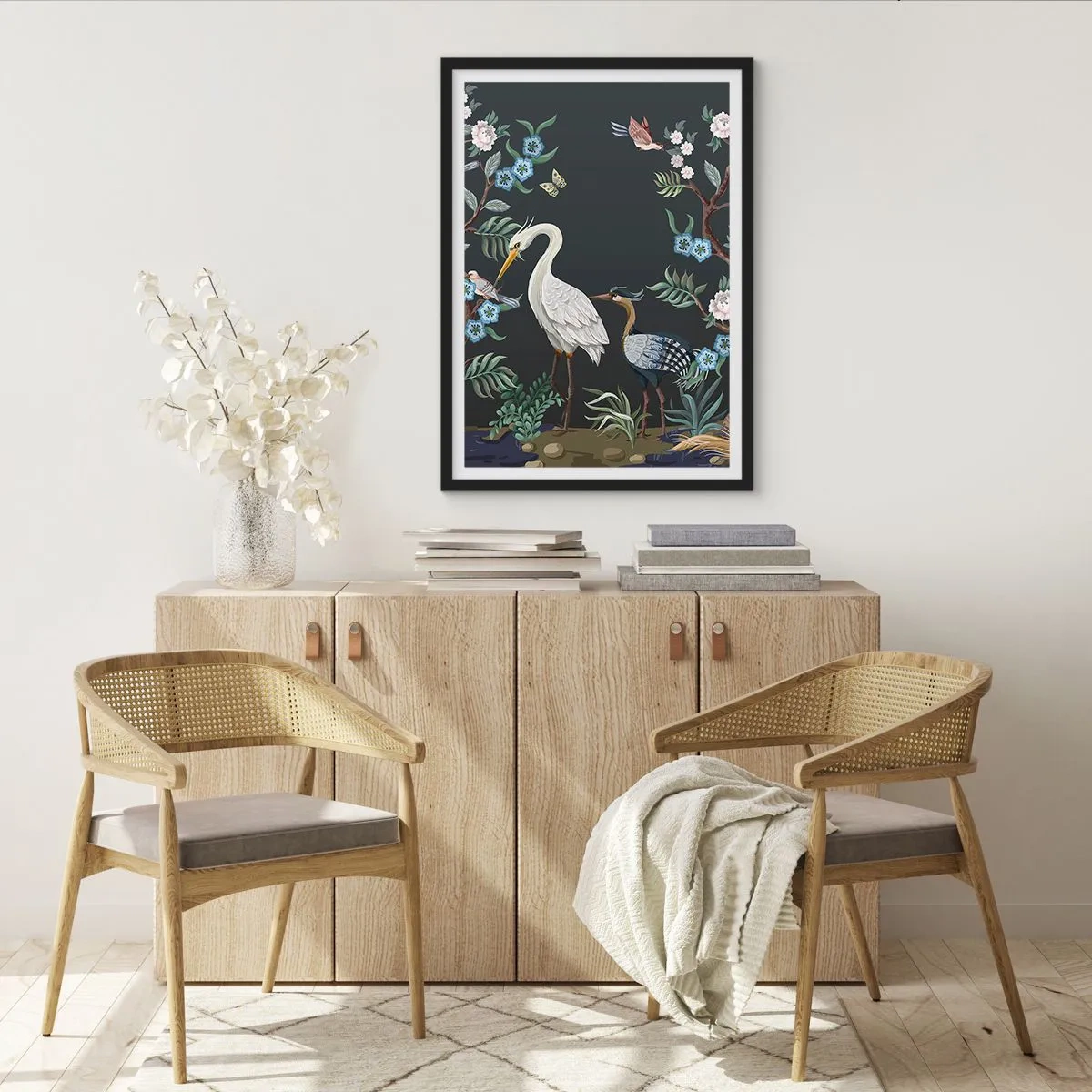 Poster in cornice nera - La parata degli uccelli - 70x100 cm
