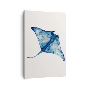 Quadro su tela - Stampe su Tela - Razza blu in stile acquerello su sfondo bianco - 70x100cm - Vita nel blu - Decorazione murale moderna per soggiorno e camera da letto ARTTOR