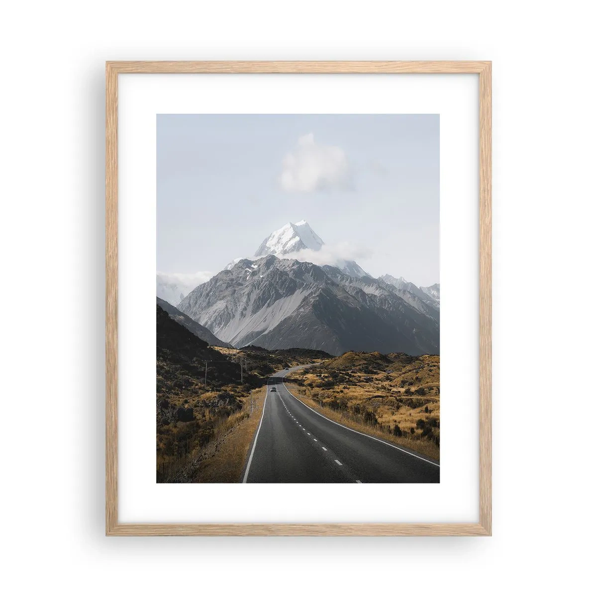 Poster in cornice rovere chiaro - Via verso il cuore dei monti - 40x50 cm