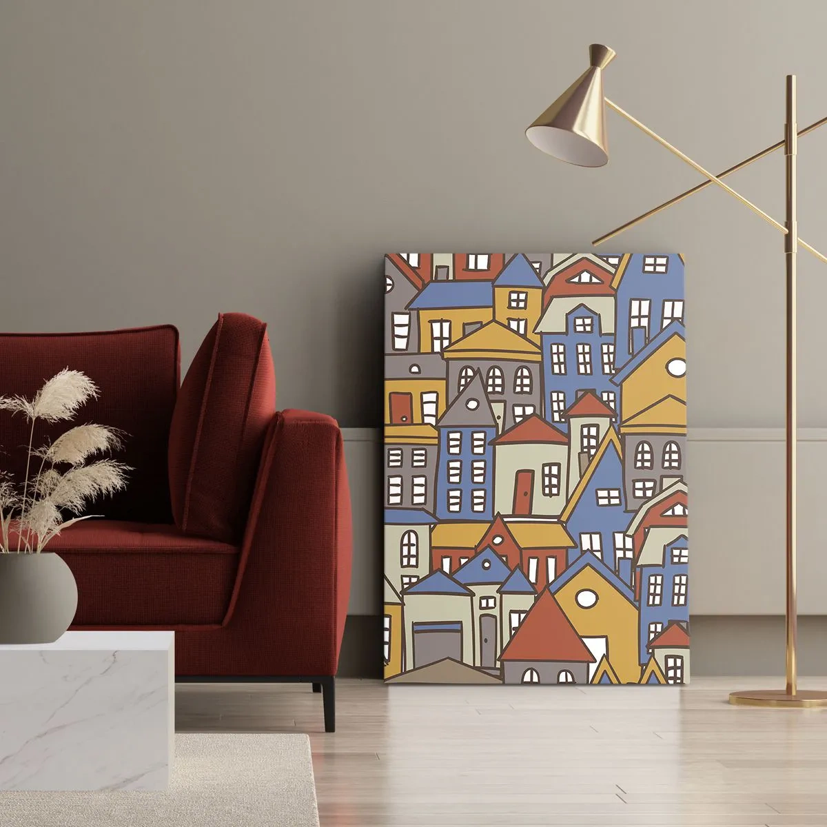 Quadro su tela - Stampe su Tela - Una casa dietro l'altra - 45x80 cm