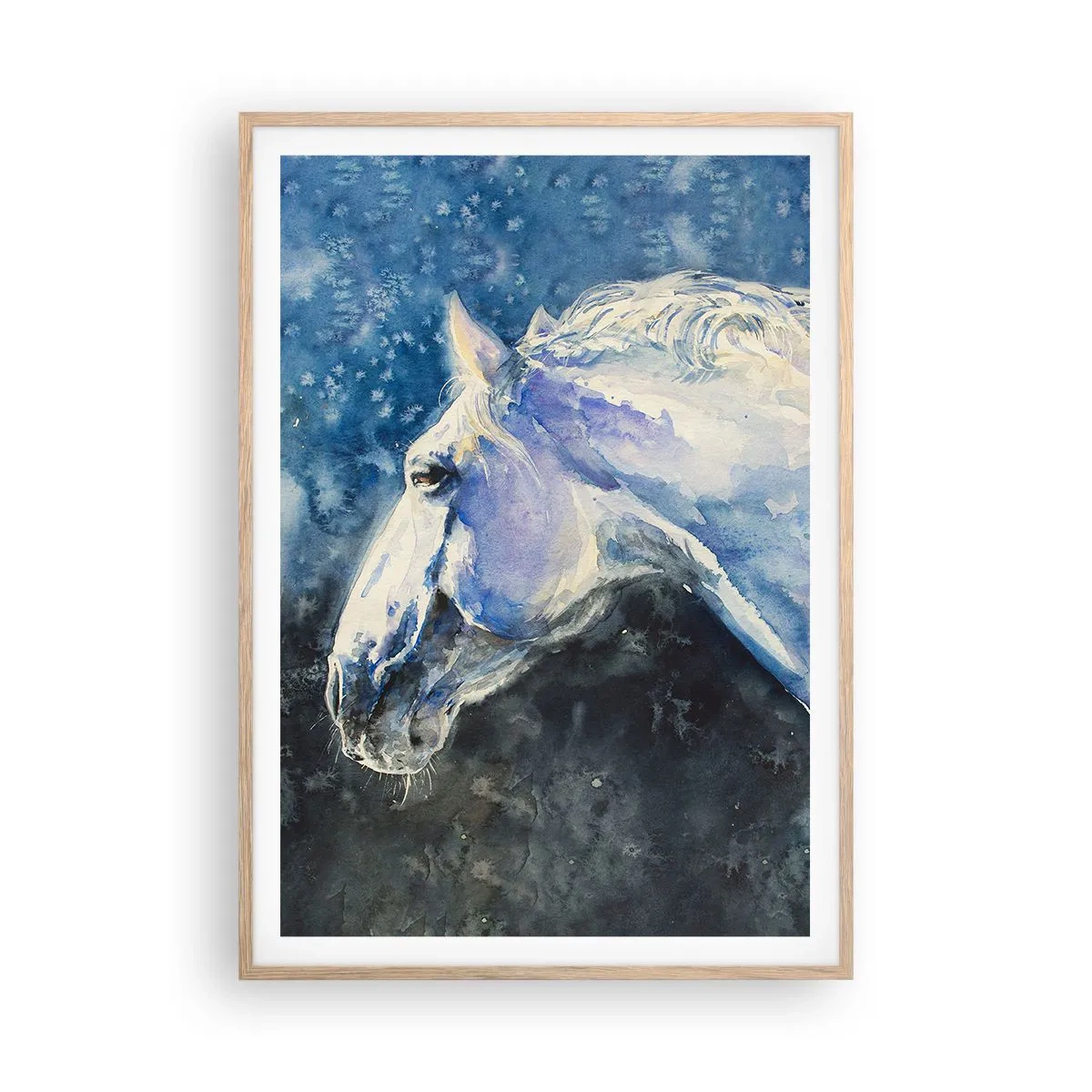Poster in cornice rovere chiaro - Ritratto in luce blu - 70x100 cm