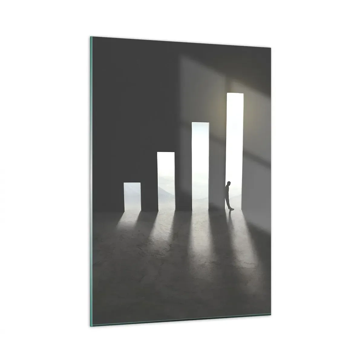 Quadro su vetro - L'uomo alla luce della crescita che simboleggia lo sviluppo - 50x70cm - Successo - impressione - Decorazione murale moderna per soggiorno e camera da letto ARTTOR