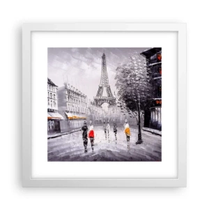 Poster in cornice bianca - Passeggiata a Parigi - 30x30 cm
