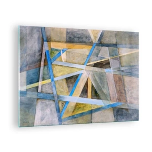 Quadro su vetro - Composizione astratta con forme geometriche - 70x50cm - Dritto o obliquo? - Decorazione murale moderna per soggiorno e camera da letto ARTTOR