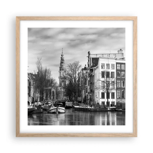 Poster in cornice rovere chiaro - Atmosfera di Amsterdam - 50x50 cm