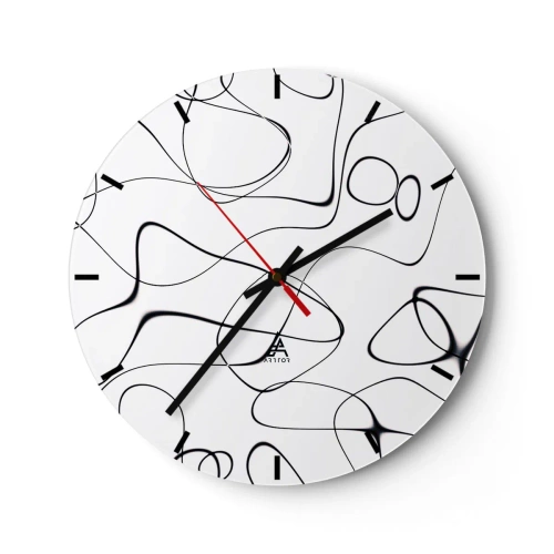 Orologio da parete - Orologio in Vetro - Linee astratte nere su sfondo bianco - 30x30cm - Strade della vita, eventi del destino - Decorazione murale moderna per soggiorno, cucina e camera da letto ARTTOR