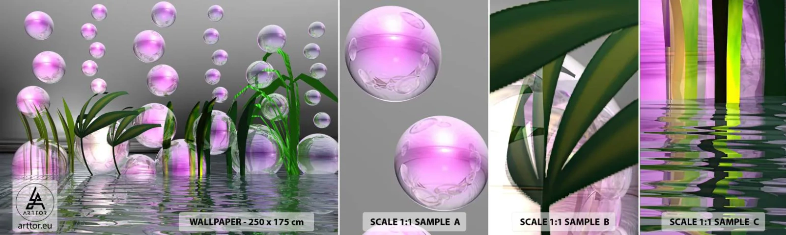 Campione Di Fotomurale Standard Eco - Composizione meditativa su leggerezza e vita - Astrazione, Grafica, 3D - 100x30 cm