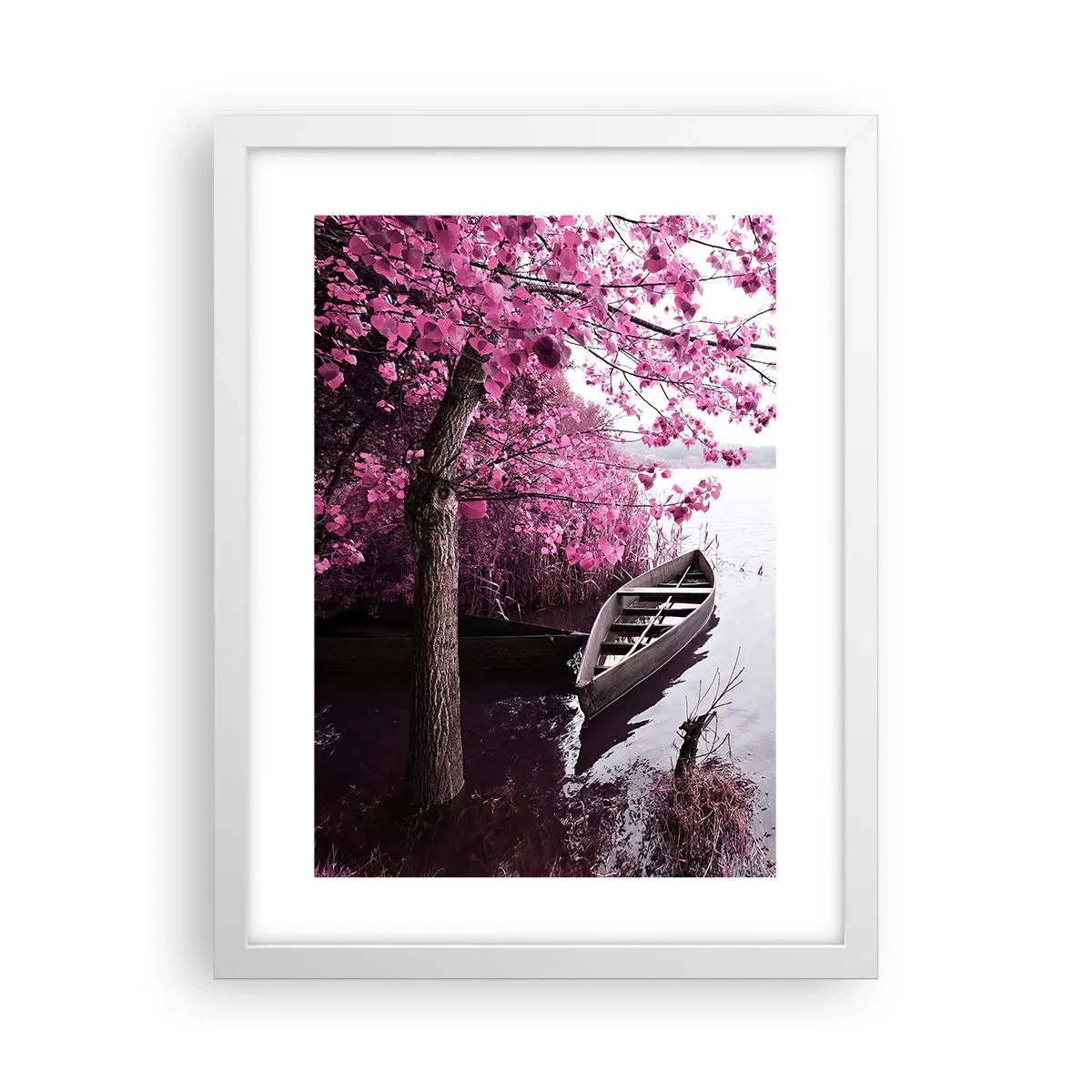 Poster in cornice bianca - Nel silenzio rosa - 30x40 cm