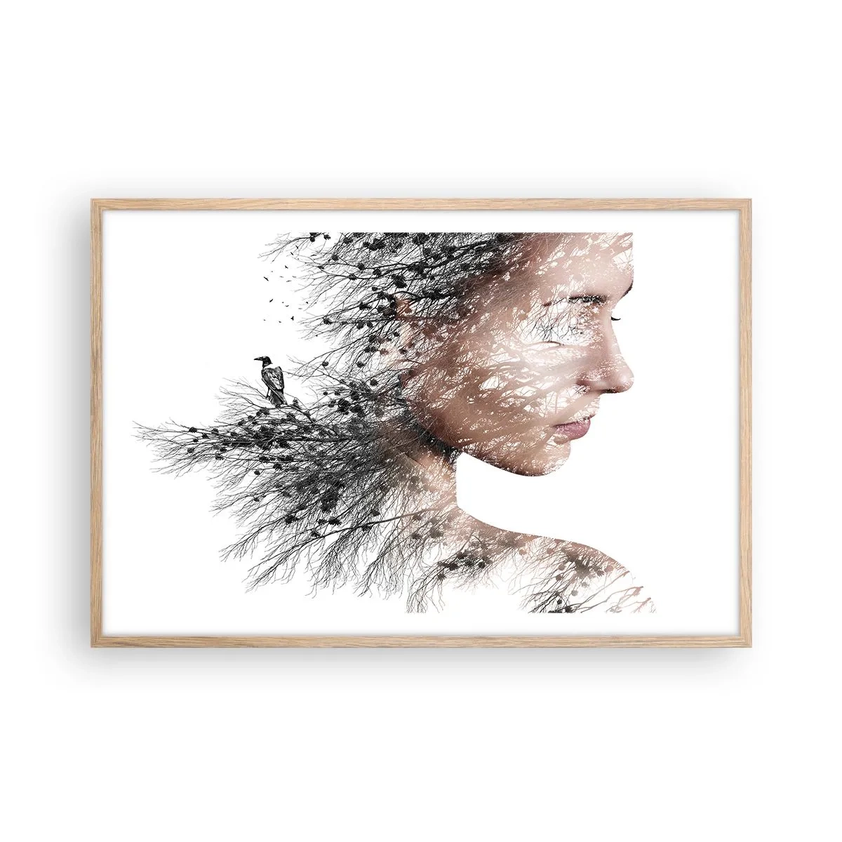 Poster in cornice rovere chiaro - Lo spirito della foresta - 91x61 cm