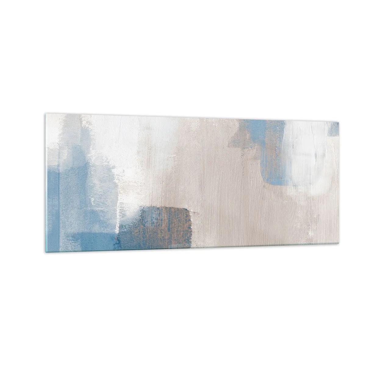 Quadro su vetro - Astrazione rosa coperta dal blu - 100x40 cm