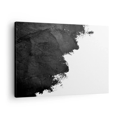 Quadro su tela - Stampe su Tela - Astrazione in bianco e nero con pennellate contrastanti - 70x50cm - Gli elementi: la terra - Decorazione murale moderna per soggiorno e camera da letto ARTTOR