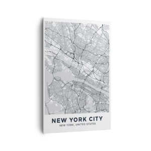 Quadro su tela - Stampe su Tela - Una mappa della città in stile minimalista su sfondo grigio - 80x120cm - Anatomia della metropoli - Decorazione murale moderna per soggiorno e camera da letto ARTTOR