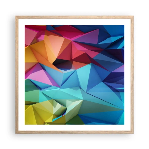Poster in cornice rovere chiaro - Origami arcobaleno - 60x60 cm