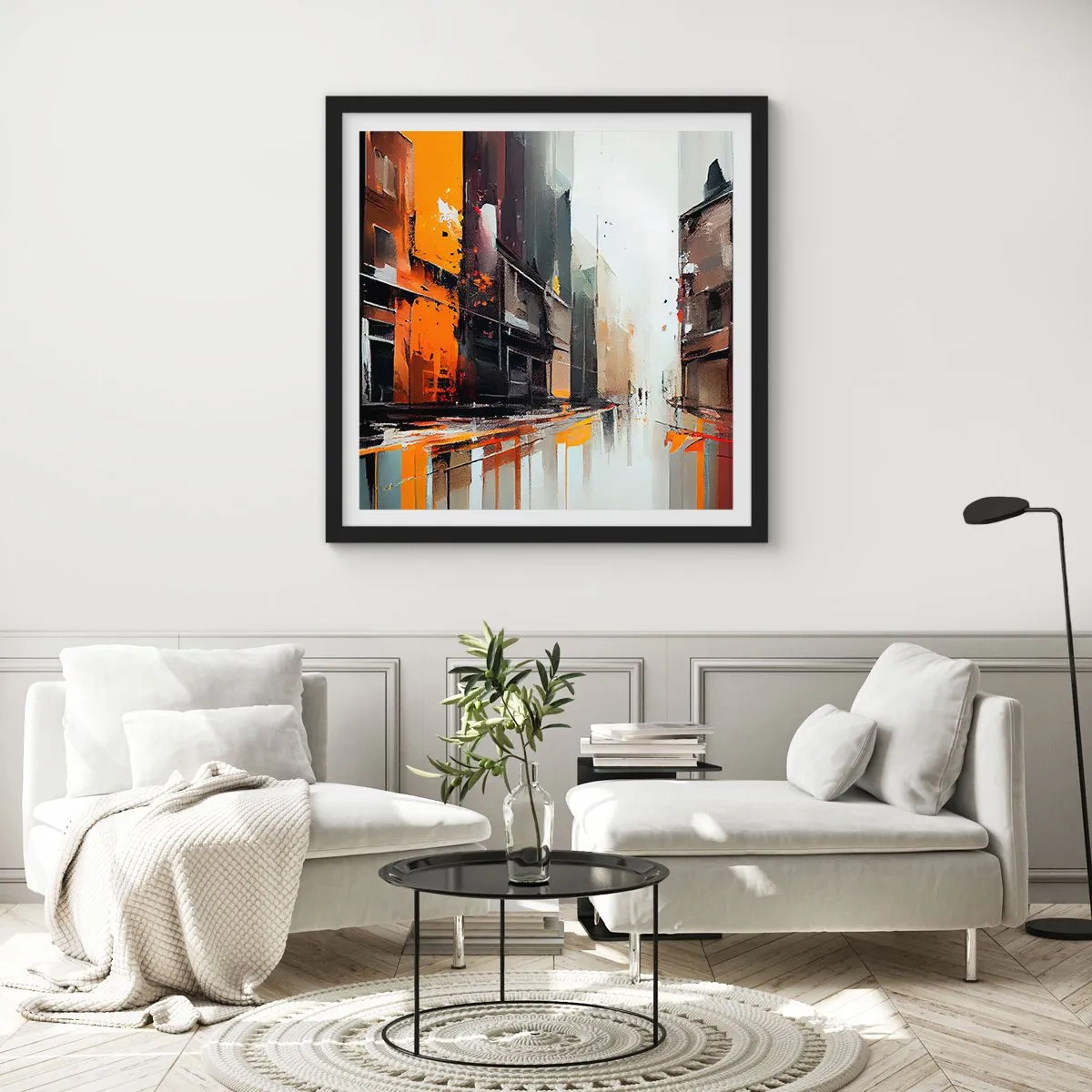 Poster in cornice nera - Un giorno di pioggia - 30x30 cm