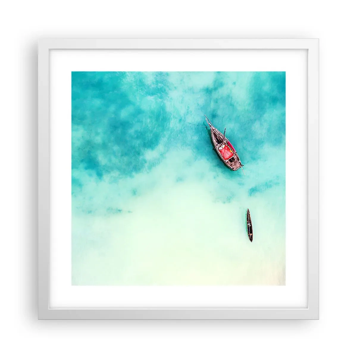 Poster in cornice bianca - Nelle spiagge di Zanzibar, quando c'è troppa acqua... - 40x40 cm