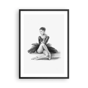Poster in cornice nera - Schizzo di una ballerina seduta a riposo - 50x70cm - Incantata dalla danza - Decorazione murale moderna per soggiorno e camera da letto ARTTOR