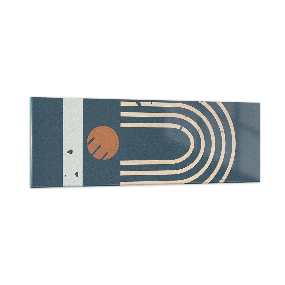 Quadro su vetro - Geometria in blu - 90x30 cm