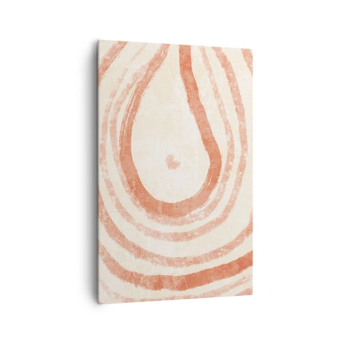 Quadro su tela - Stampe su Tela - Un motivo astratto di linee concentriche nelle tonalità del terracotta. - 80x120cm - Cerchi di corallo - Decorazione murale moderna per soggiorno e camera da letto ARTTOR