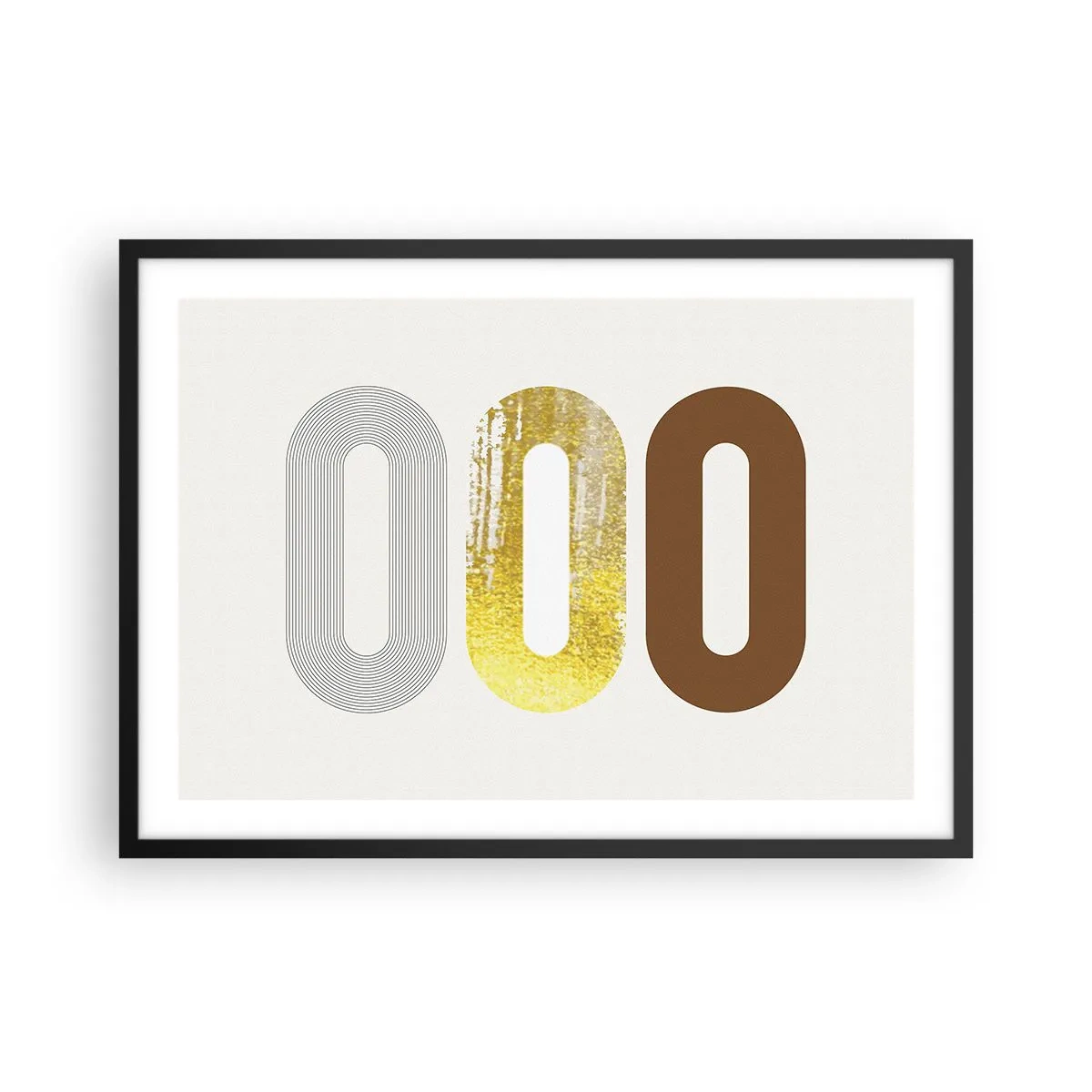Poster in cornice nera - Motivo astratto di tre forme geometriche - 70x50cm - Ohh! - Decorazione murale moderna per soggiorno e camera da letto ARTTOR