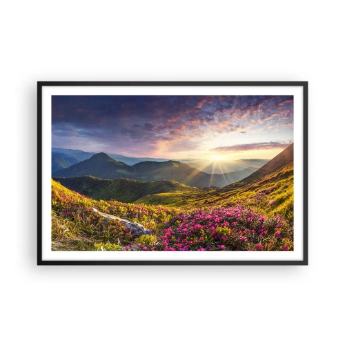 Poster in cornice nera - La freschezza di un mattino sui monti - 91x61 cm