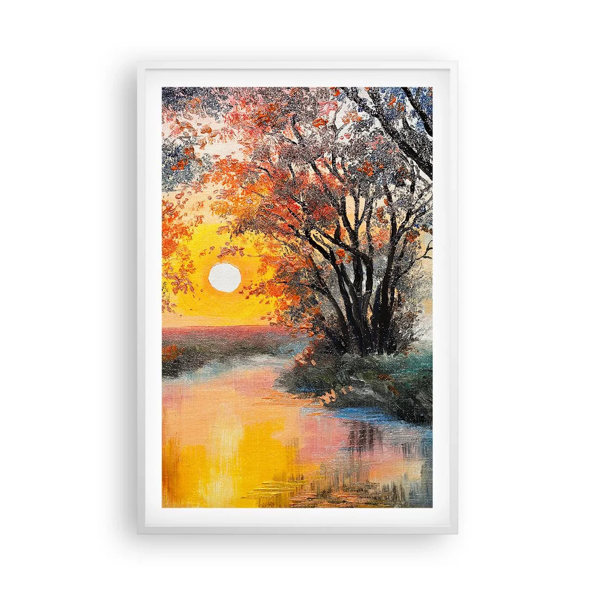Poster in cornice bianca - Atmosfera autunnale - 61x91 cm