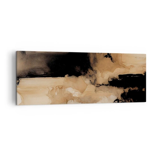 Quadro su tela - Stampe su Tela - Composizione astratta nei toni del marrone e del nero - 140x50cm - Astrazione intrigante - Decorazione murale moderna per soggiorno e camera da letto ARTTOR