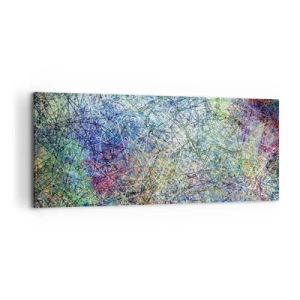 Quadro su tela - Stampe su Tela - Composizione astratta con linee e texture multicolori - 120x50cm - Non è cosi semplice - Decorazione murale moderna per soggiorno e camera da letto ARTTOR