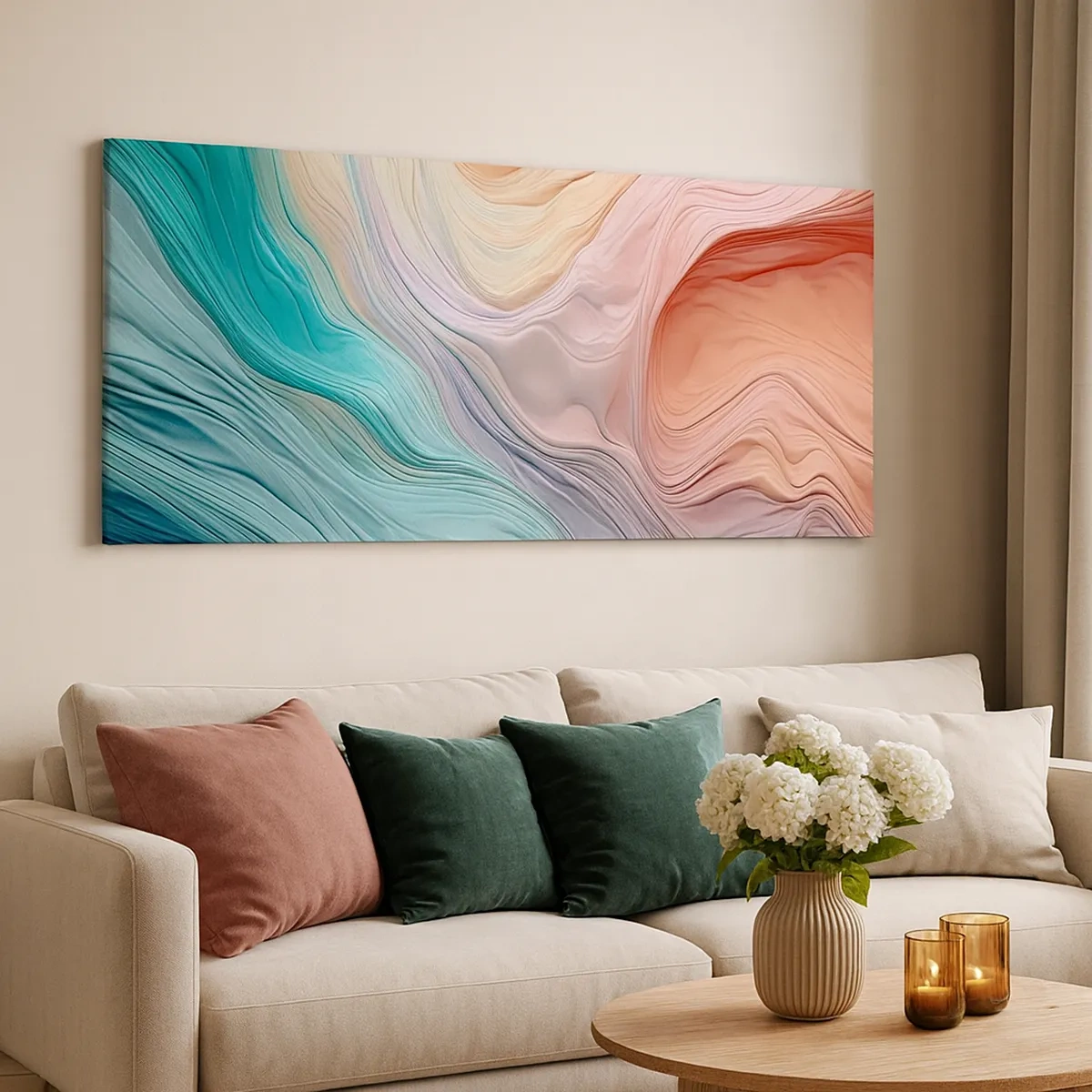 Quadro su tela - Stampe su Tela - Onda arcobaleno - 30x30 cm