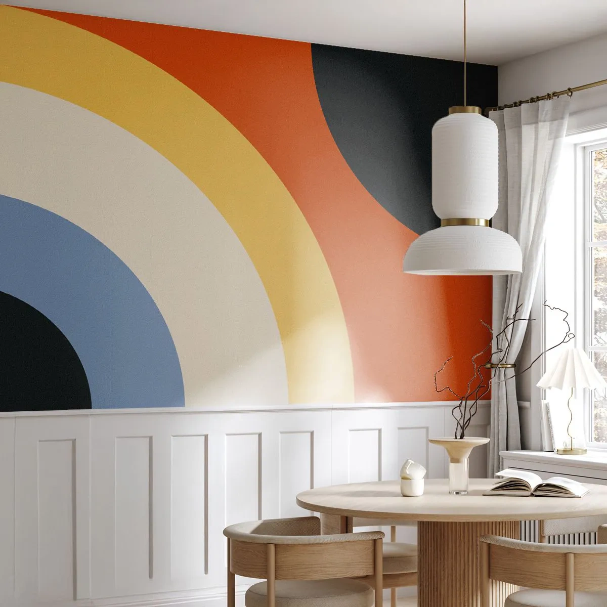 Fotomurali Premium Sand - Composizione geometrica astratta in stile retrò - 100x70cm - Verso di se - Decorazione murale moderna per soggiorno e camera da letto ARTTOR