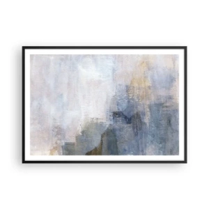 Poster in cornice nera - Sottili macchie astratte nelle tonalità del blu e del beige - 100x70cm - Toni e accordi dei colori - Decorazione murale moderna per soggiorno e camera da letto ARTTOR