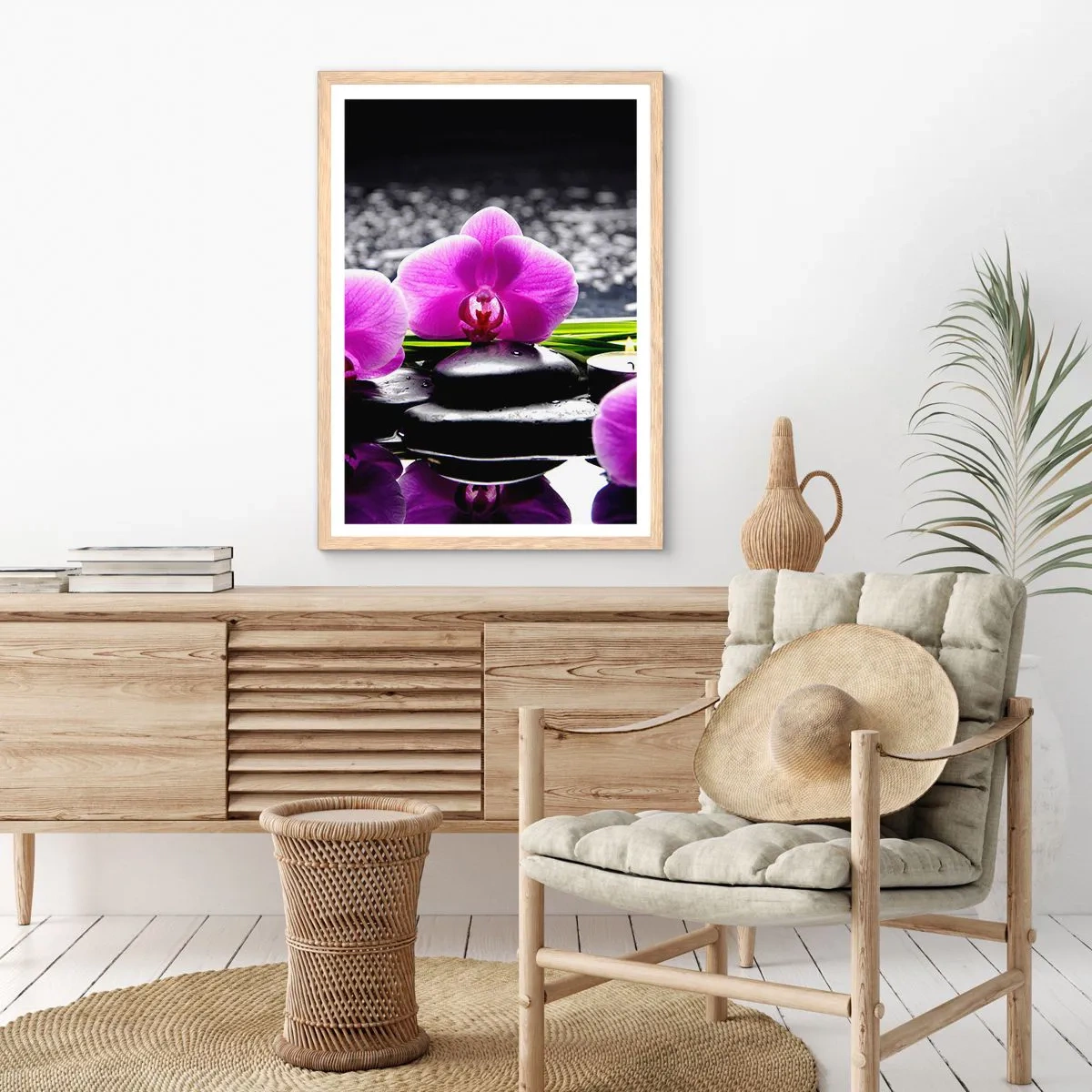 Poster in cornice rovere chiaro - Annegare nel silenzio e nella pace - 70x100 cm