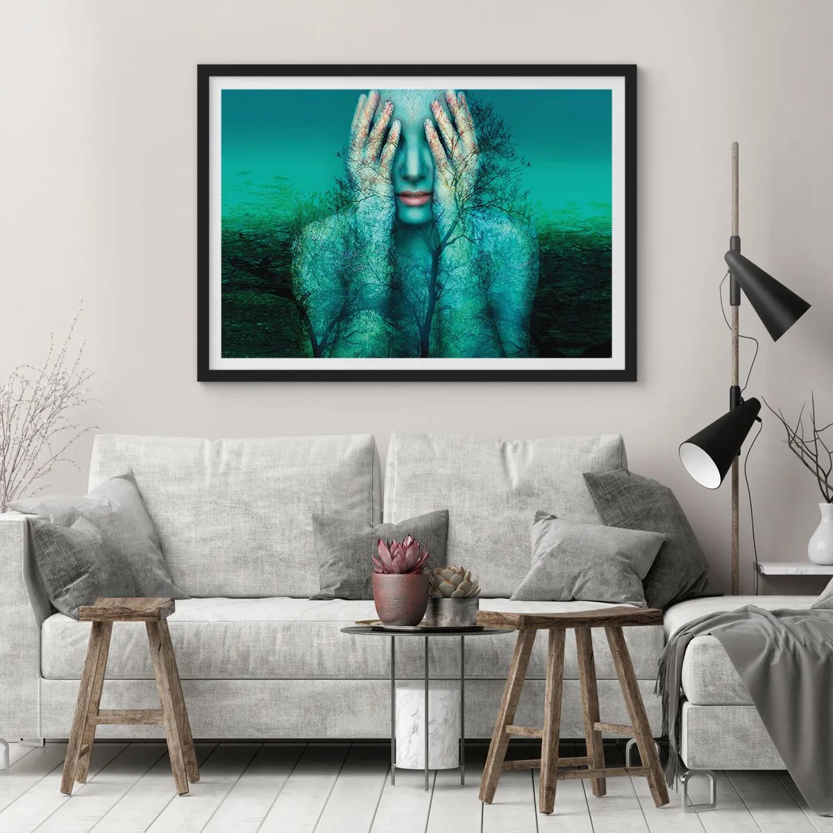 Poster in cornice nera - Immersa nel blu - 91x61 cm